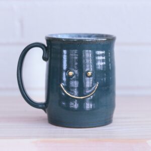 Teal happy mug -  cheerful expression
